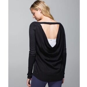 Lululemon Unity Sweater OpenBack Top Black CashmereBlend Size 8